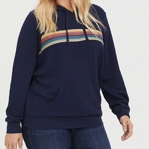 Torrid 4x Dr. Who-her Universe NAVY RAINBOW STRIPE HOODIE